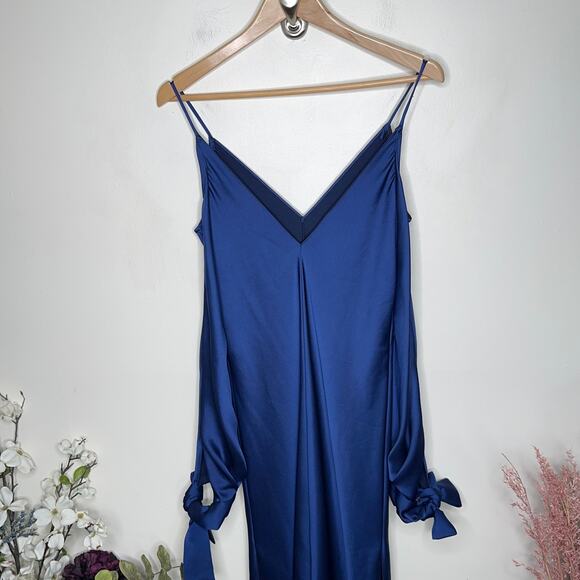 JUAN CARLOS OBANDO Satin Amalfi Gown Maxi Dress Blue {XX11} - Picture 4 of 9